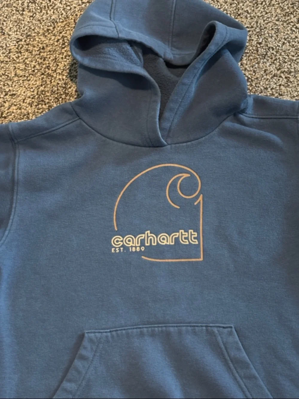 Carhartt Kids Teal Graphic Pullover Hoodie with Gold Logo - Picture 4 of 5